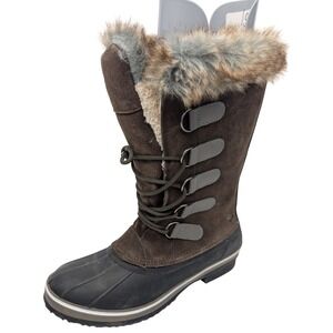 Northside Women Size 11 Brown Suede Faux Fur Lined Winter Snow Boots Waterproof